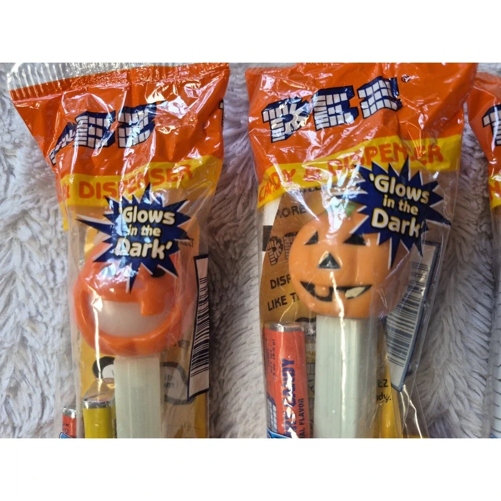Vintage Lot 4 90s Halloween PEZ Dispenser Witch, Skeleton, Jack OLantern Pumpkin